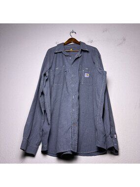 Carhartt Button Up Casual Shirt Men 3XLT Flame Resistant Workwear Utility Grey